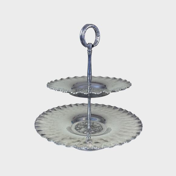 Cromwell Hand Wrought Aluminum 2 tier Server - Picture 4 of 8